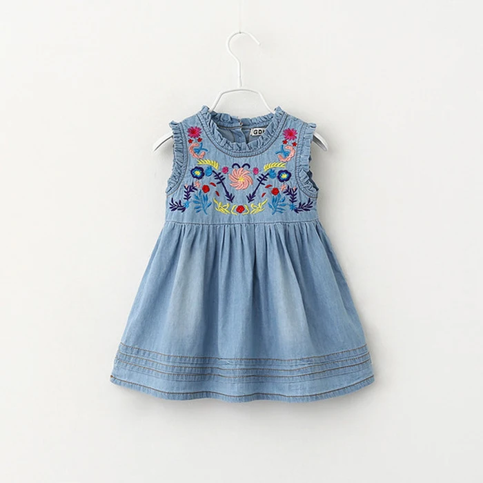 BKD summer embroidered dimn dress fashion cute dress for child girl