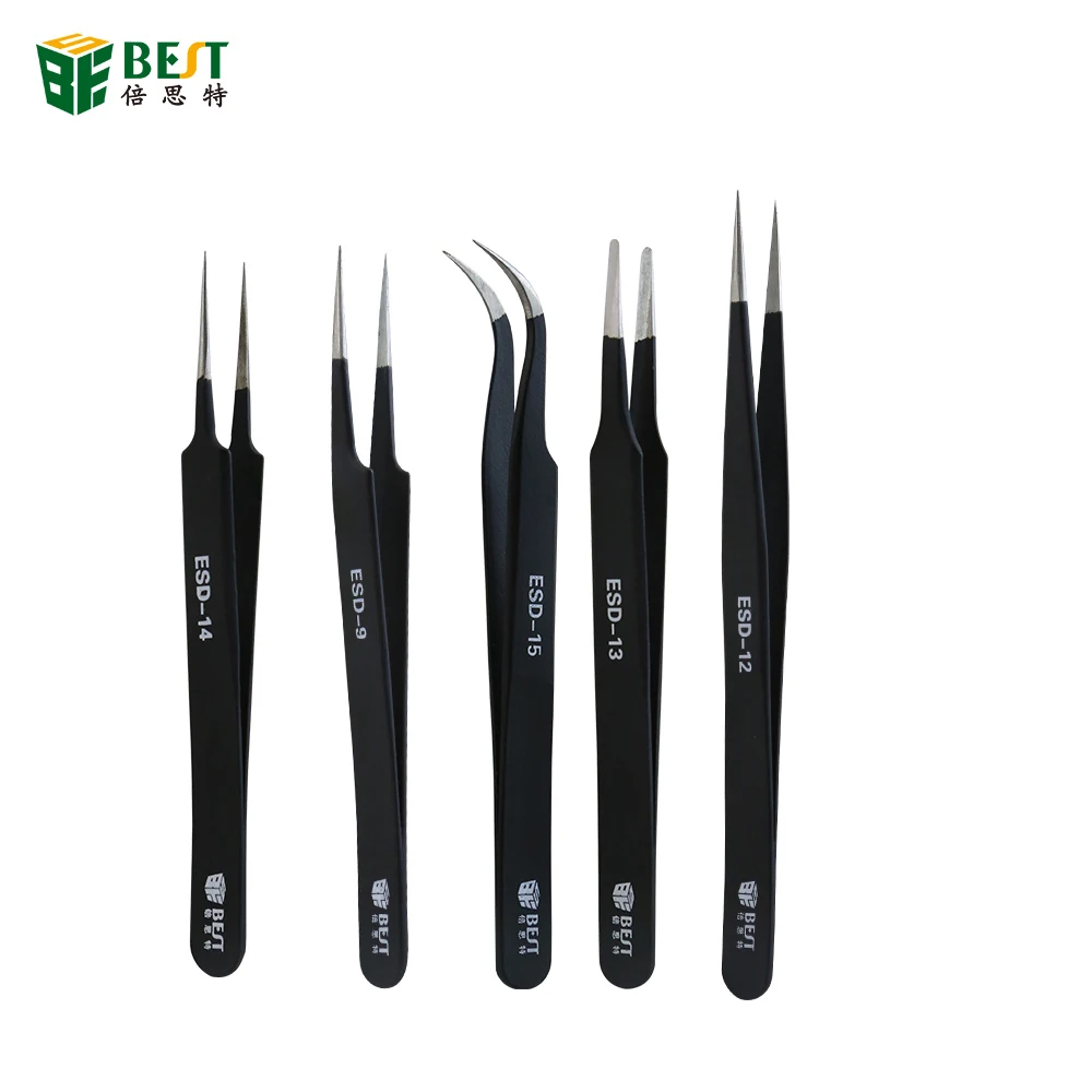 Набор высокоточных пинцетов ESD 8 шт./лот BGA, антистатические пинцеты из нержавеющей стали, Ремонтный инструмент, вспомогательный сварочный инструмент для паяльной станции