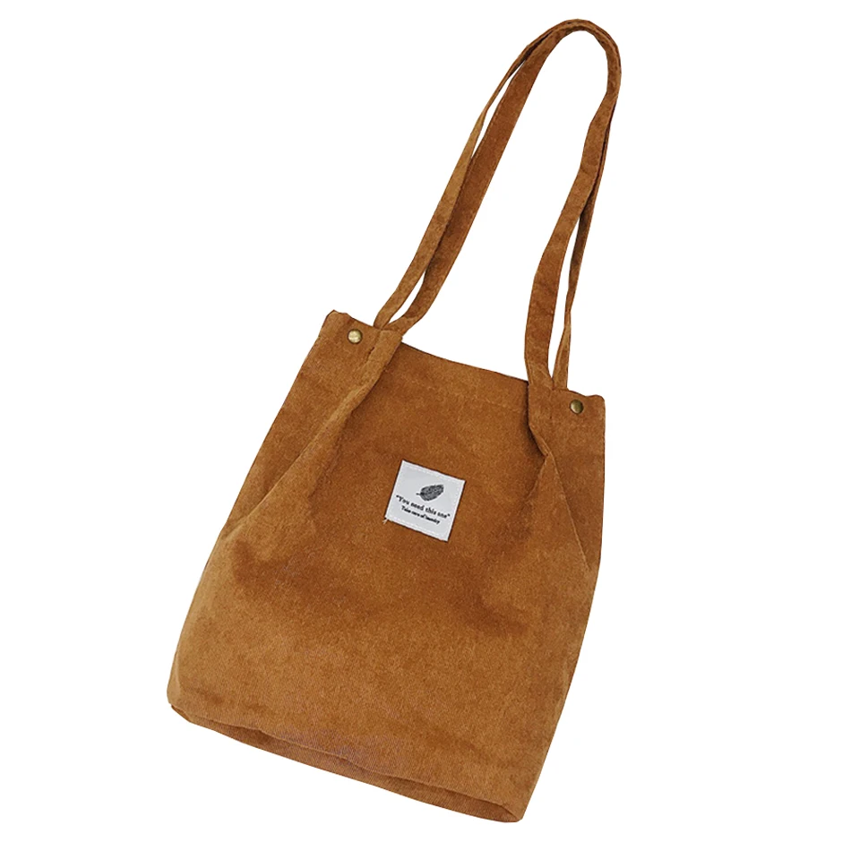 
Corduroy bag trendy monochrome shoulder/hand canvas bag 