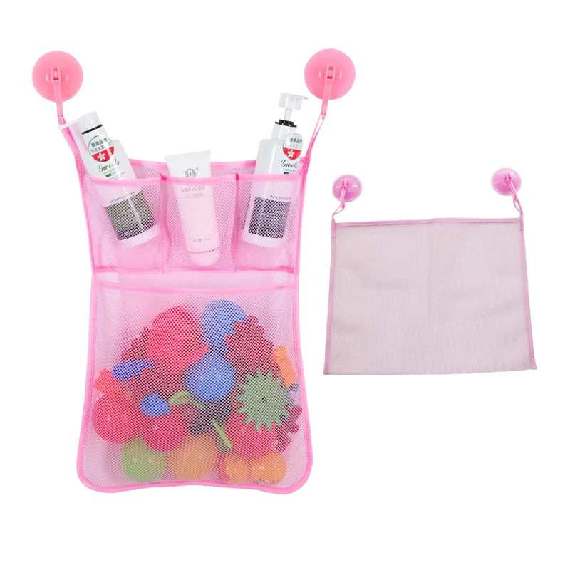 Baby Toddler Quick Dry Hanging Mesh Bath Tub Toys Organizer Net Mesh Bath Toy Storage Bag Holder Pocket With Suction Cups