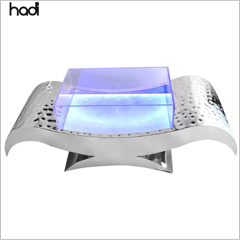 Restaurant equipment table display commercial unique plastic led ice bucket ,square acrylic ice bucket wholesale for party
