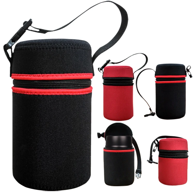 Custom insulated neoprene sublimation blank thermal round lunch tote bag /bottle carry cooler holder cover with strap and zipper