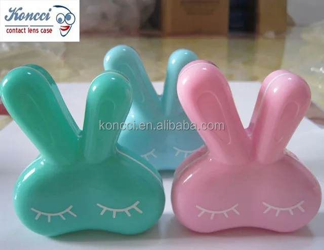 cute long ears rabbit contact lens travel kit rabbit contact lens mate box rabbit contact lens case A-856