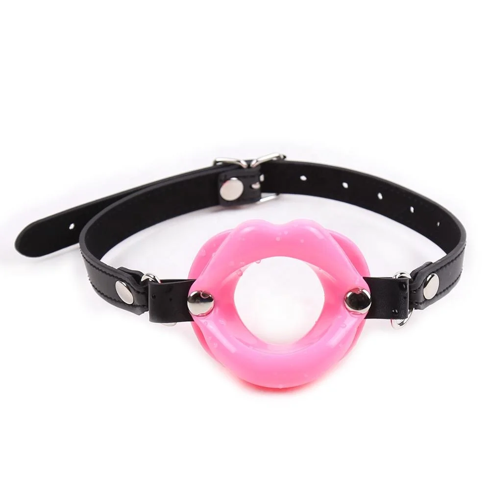 Lip Gag with Pu Strap Sex Slave Silicone Lips O Ring Open Mouth Gag Oral Fetish Bdsm Bondage Restraints Erotic sexual toys adult