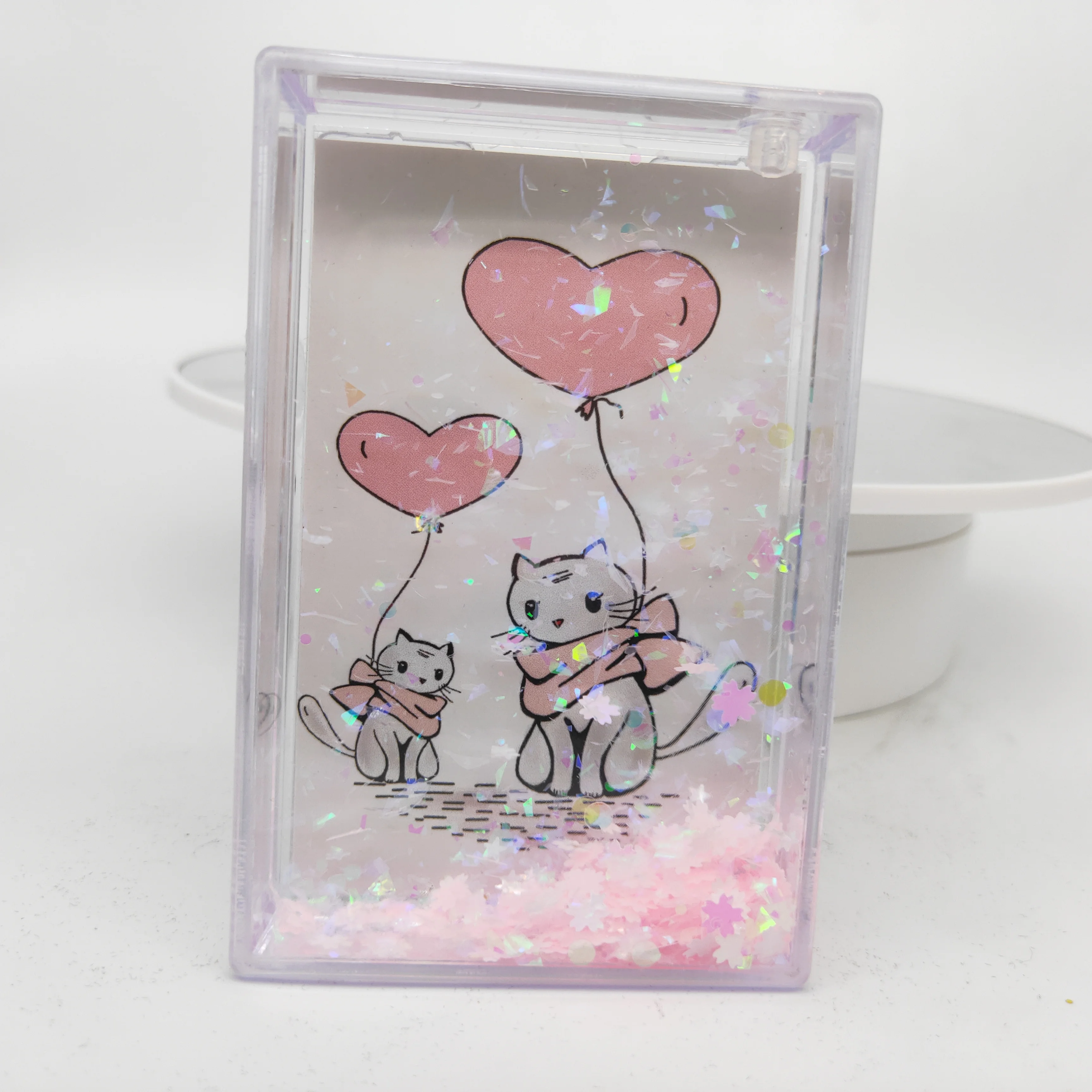 Фоторамка с изображением розового кота сакуры на День святого Валентина 2*3 снежный шар