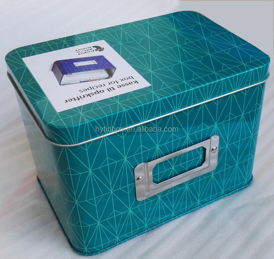Custom Order Rectangular Shape Metal Recipe Card Tin box with card holder and recipe cards