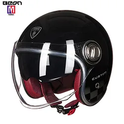 BEON B108 Motorcycle Retro Vintage Cruiser Chopper Scooter Cafe Racer Cascos Moto Helmet 3/4 Open Face Helmet with double visors