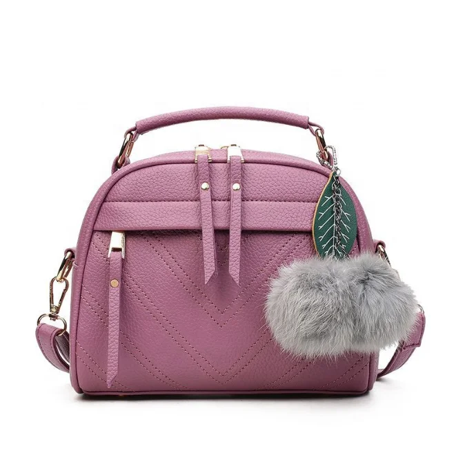 
Fashion PU Leather Handbag for Women 2019 New Girl Messenger Bags with Ball Toy Bolsa Female Shoulder Bags Ladies Party Handbags 
