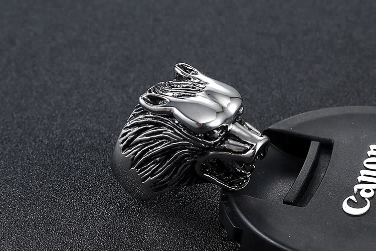 Punk Gothic Stainless Steel Wolf Head Animals Glamour Finger Ring In Stock