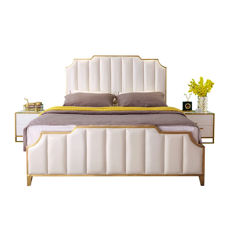 No. JQ-M002 Factory Hot Selling Chinese Wooden Bed Sample for Adults With Upholstery