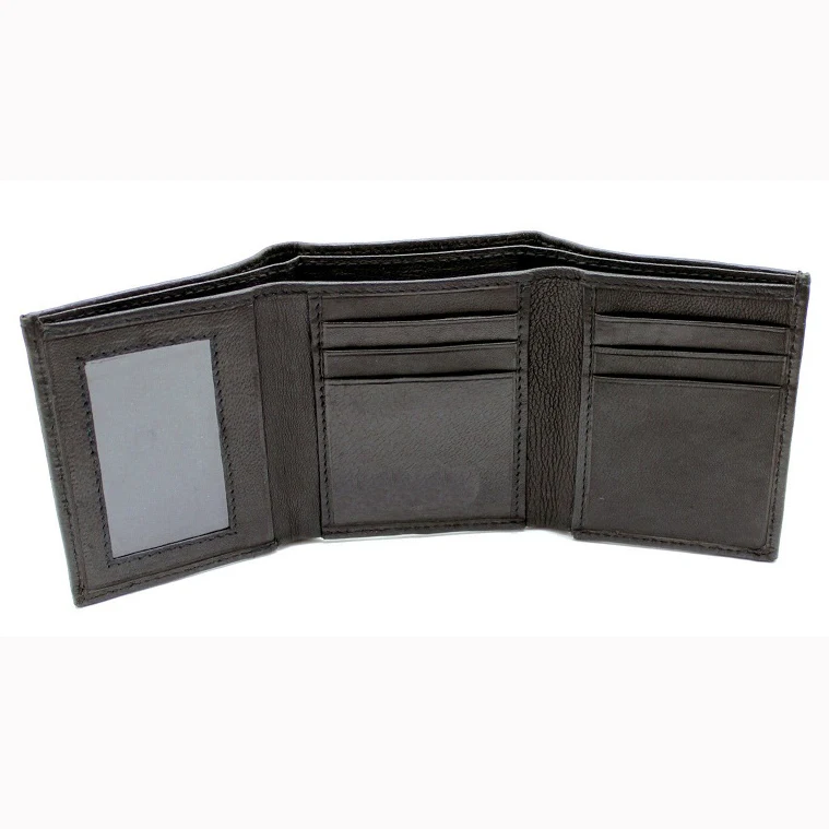
black genuine roller embossing leather mens leather wallet credit card purse 