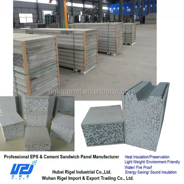 Soundproof Labor Saving Insulated Concrete Forms Light Weight EPS Cement Sandwich Wall Panel for Prefab House Building