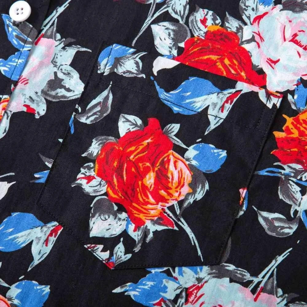 High quality breathable 100% cotton floral printed men casual beach shirt stocks