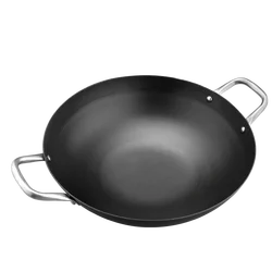 ВОК из нержавеющей стали с двумя ручками и плоским дном для приготовления пищи