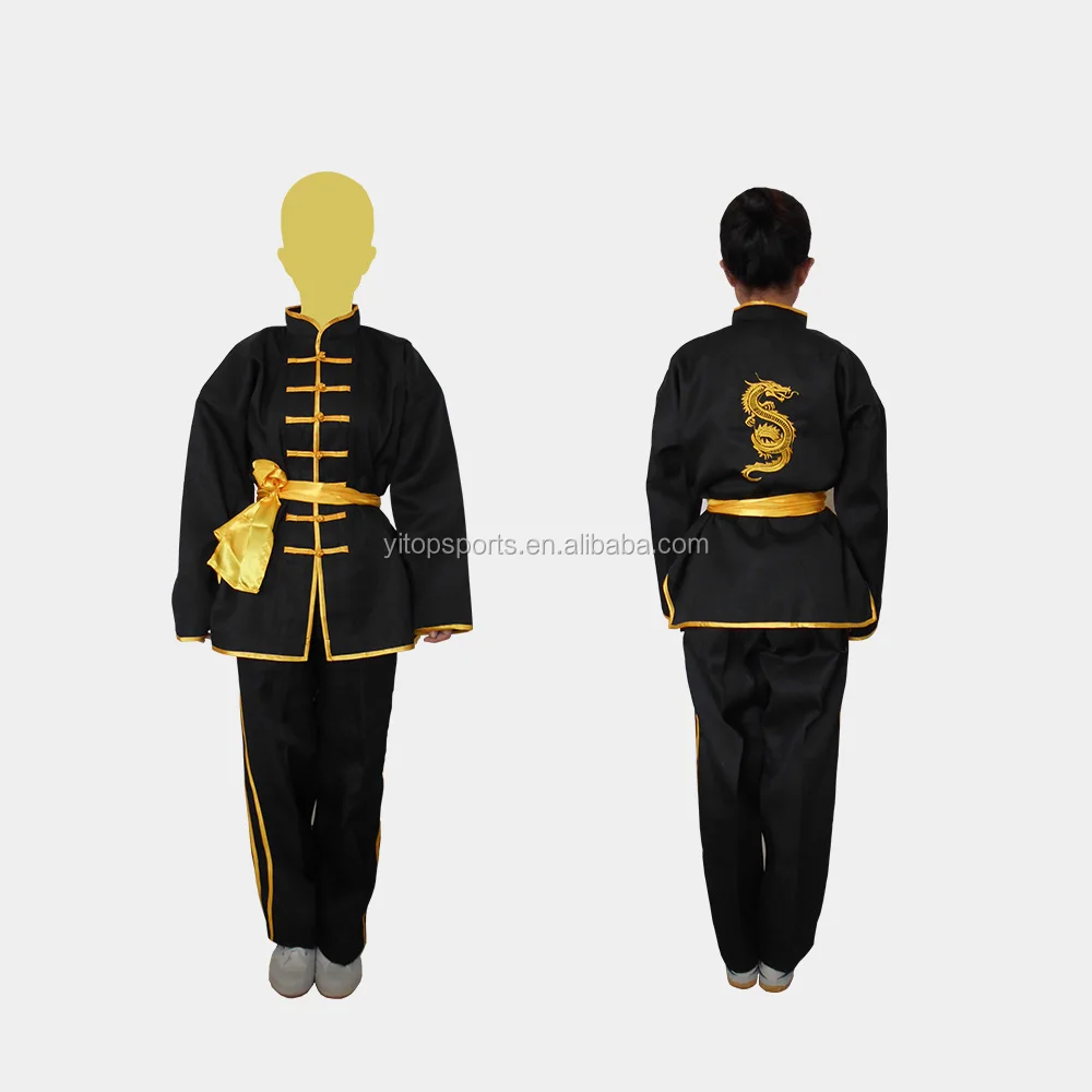 Training Chinese traditional black kungfu uniform wushu uniform
