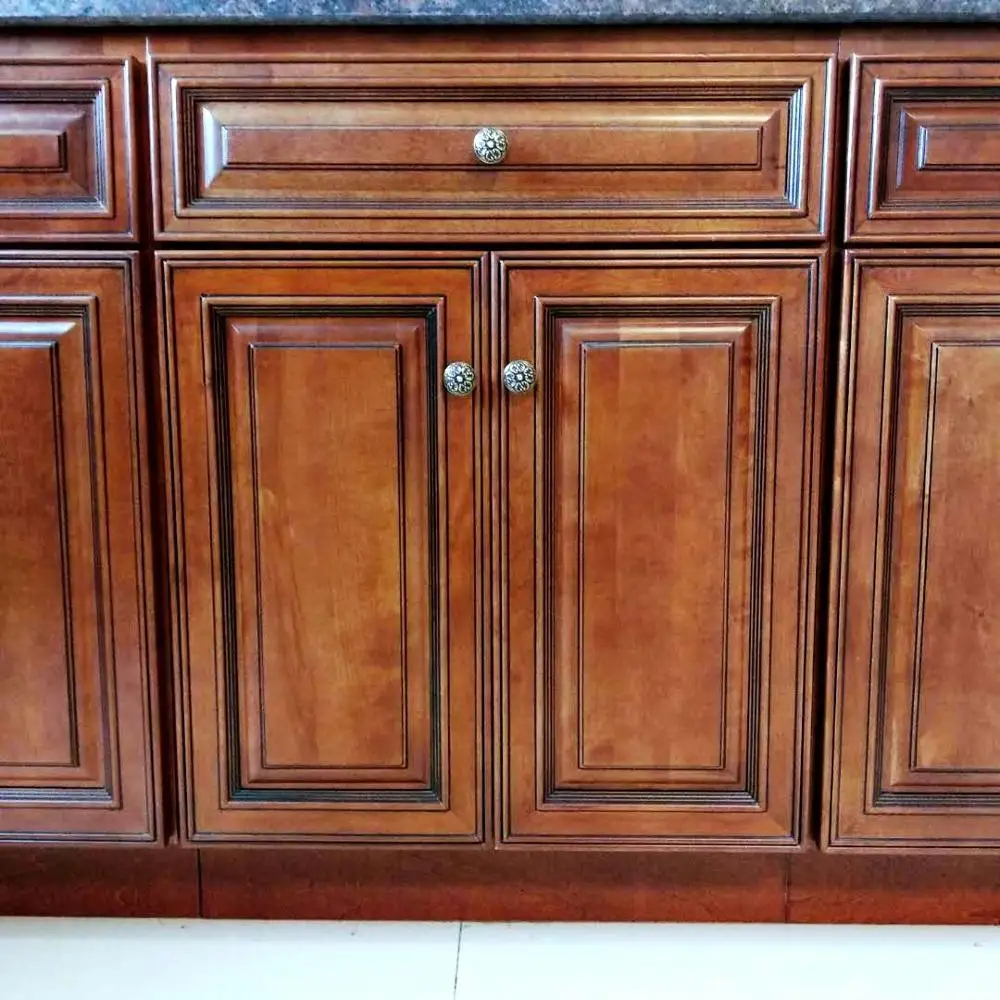 
Traditional rasied panel mocha painted solid wood kitchen cabinet designs 