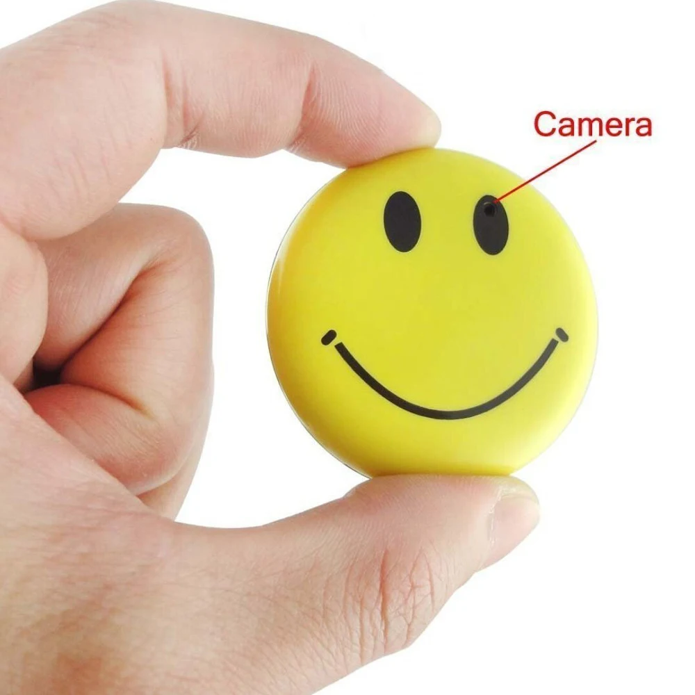 Wearable Mini Camera Video Recorder Super Mni DV Portable Camcorder Smiley Face Badge with Audio Recording Pocket Cam PQ152