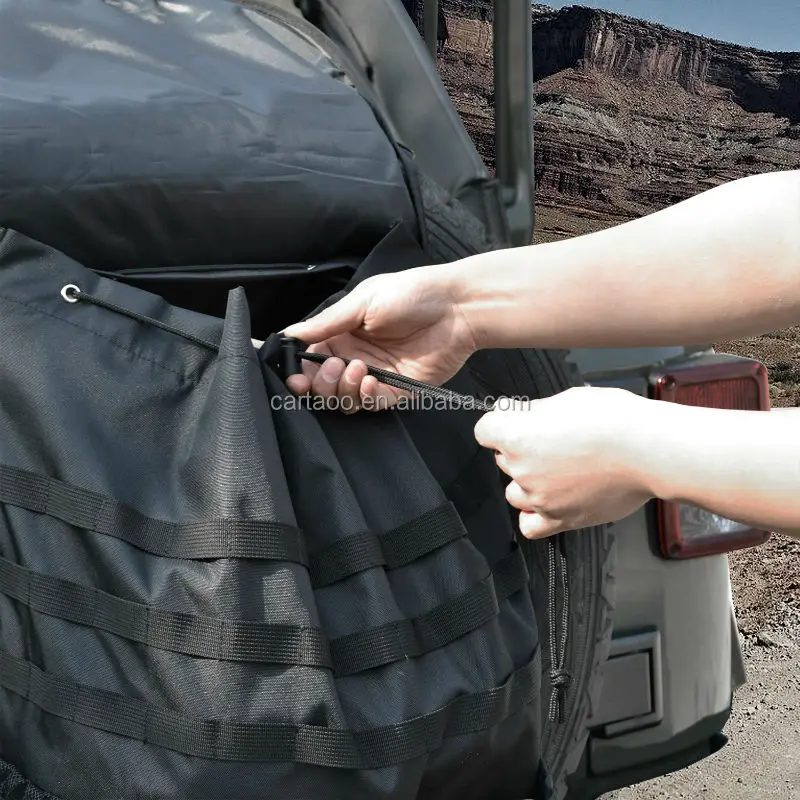 Cartaoo Multi-Pockets Backpack Cargo Bags Spare Tire Tool Storage Organizers For Jeep Wrangler JK