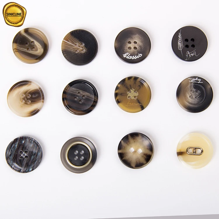 Sinicline business style eco friendly custom coat resin horn button for clothing