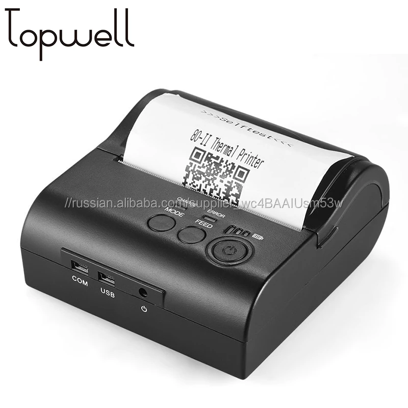 Topwell мини-портативный тепловой palm принтер 80 мм беспроводного подключения для IOS, Andriod смартфонов