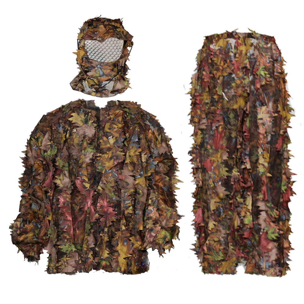 Custom 3D leaf camo woodland digital camouflage clothing  uniform ghillie suit fabric for hunting