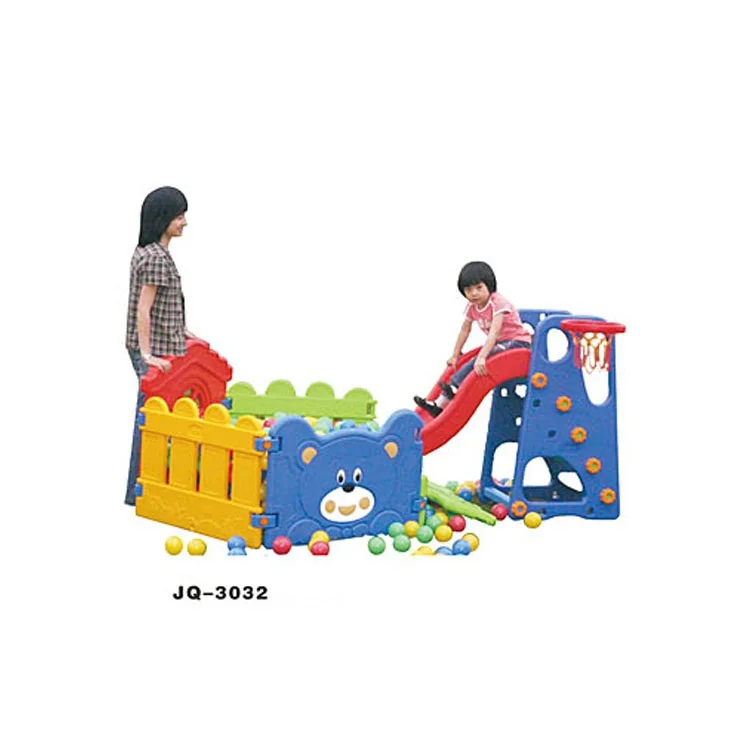 New Great Fun Cartoon Animal Kids Baby Toys Combination Slide Home Indoor Small Plastic Children Play Slides With Ball Pool