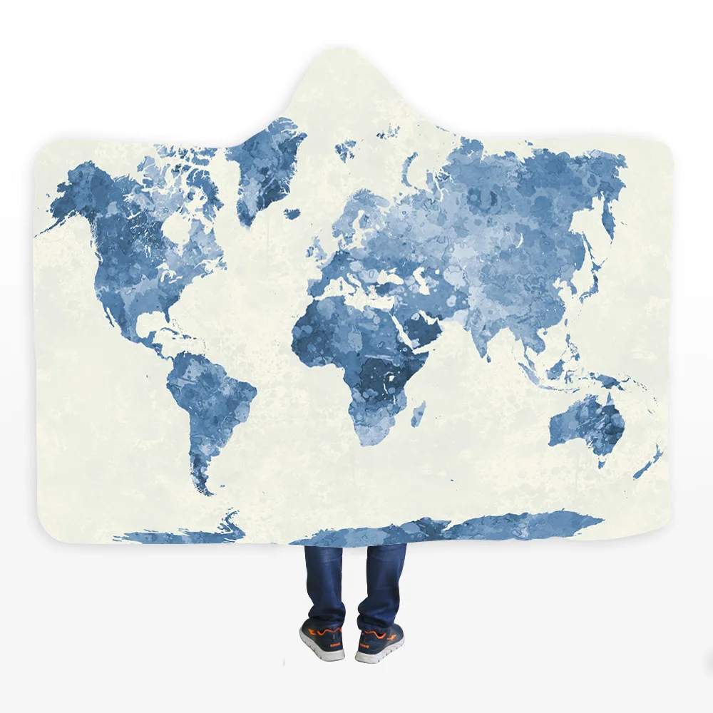 
Sheepskin scroll vintage map with hooded cape blanket and thickened office hat blanket 