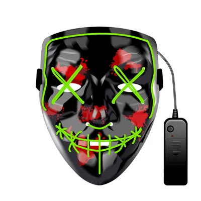 Halloween Masks LED Light Up Flashing terror devil Mask Skeleton Rave Party decor Favor Cosplay Outfits