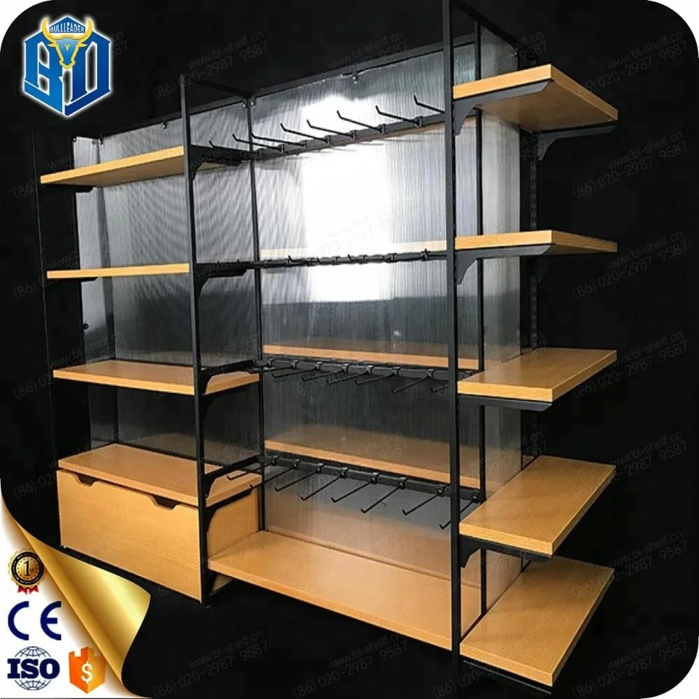 customized metal wooden miniso shelves for cosmetic store