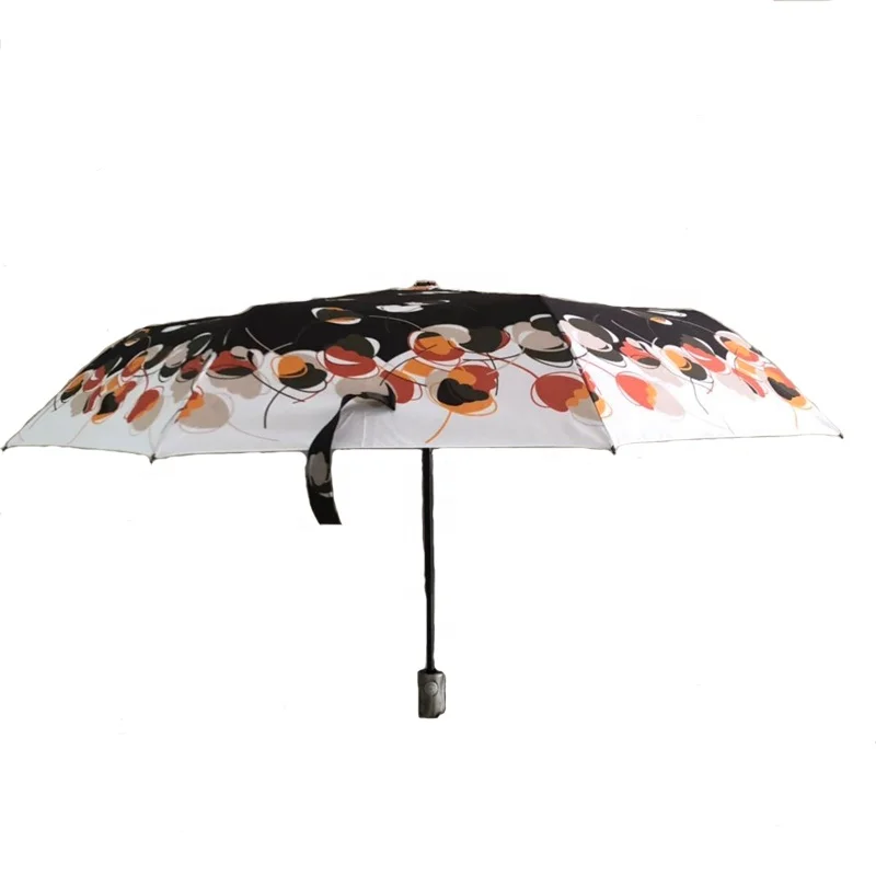 21inch*8k 190T pongee fabric 3 fold umbrella with plastic handle auto open auto close