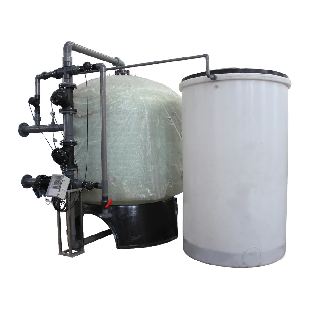 Drinking water plant 50m3/hr water softener system with pneumatic diaphragm valves and  FRP tank