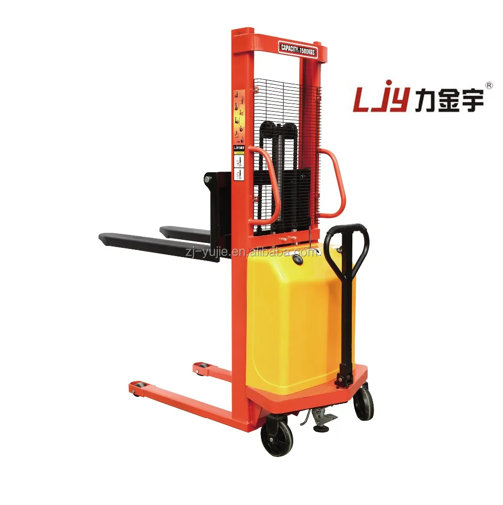 Cheap material handling equipment supplier 2 ton semi electric forklift stacker