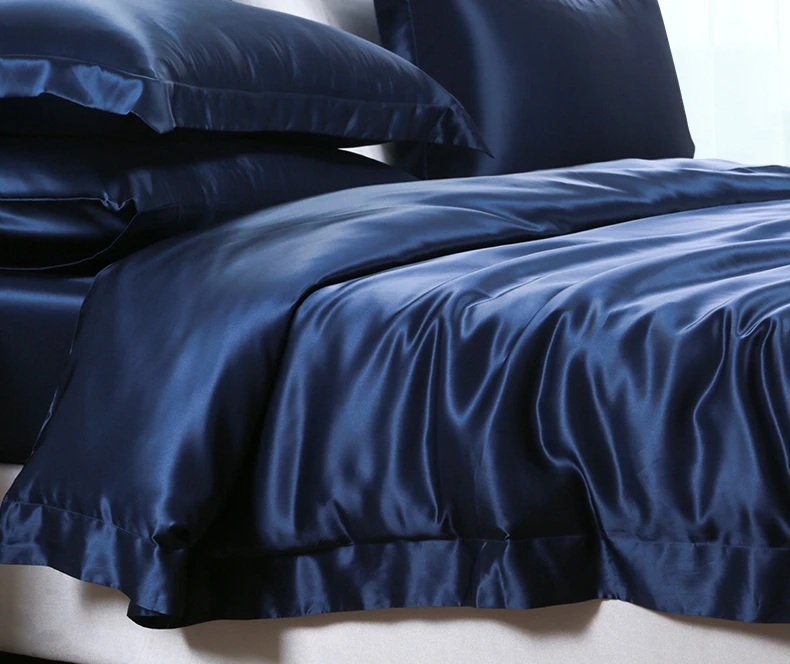 
4 piece plain dyed solid color 100% mulberry silk king size bed sheet set 