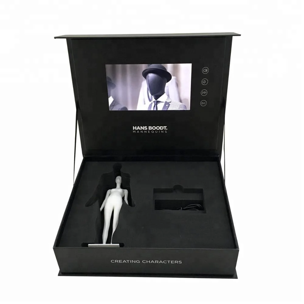 
Customized 7 inch jewelry advertising gifts lcd screen video gift box 