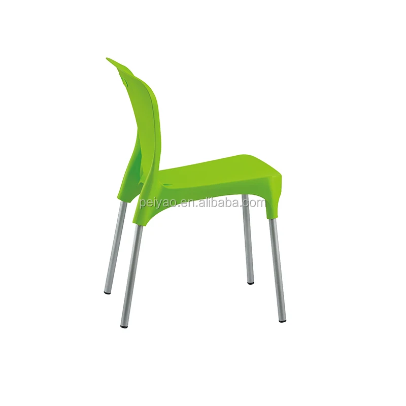 China Supplier PP and aluminum legs Green plastic Chair for sale