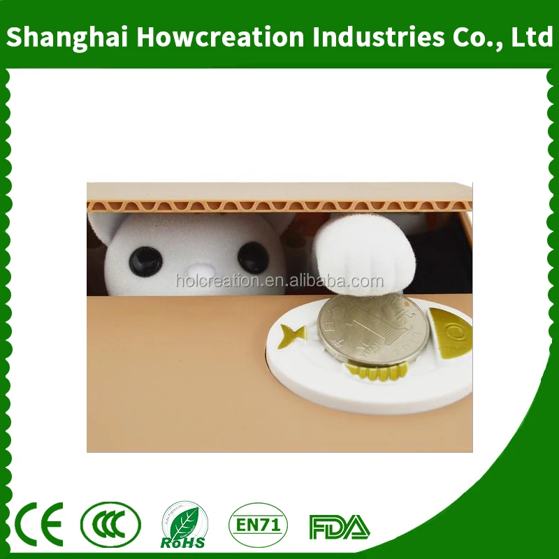 Automated White Kitty Cat Steal Coin Money Box Piggy Bank Kids Gift Money Bank