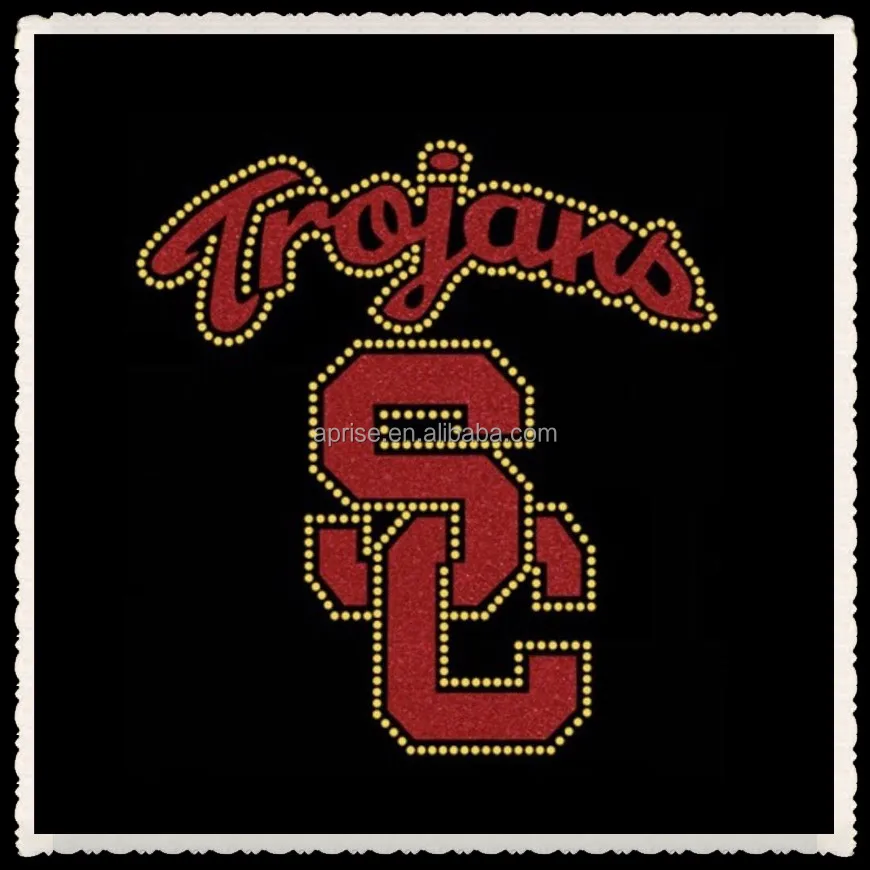 Aprise - USC Trojans Glitter heat Rhinestone Iron-On Shirt Transfer