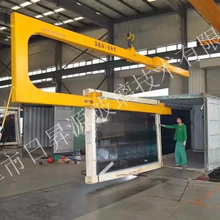 U shape crane attachment lifter for glass loading and unloading