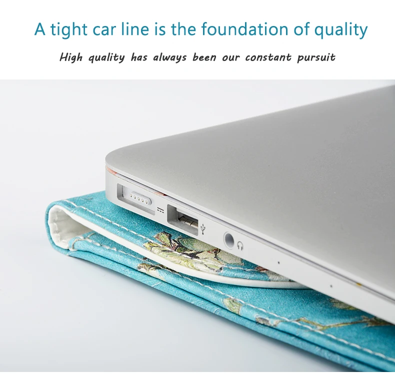 Printed Laptop Sleeve Bag Compatible For 13-13.3 inch MacBook Pro/Air - PU Leather With 360 Protective Case