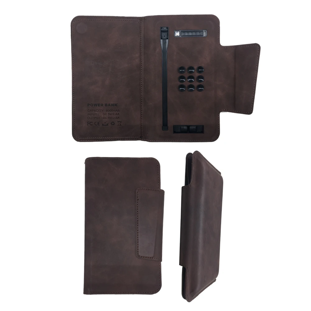 2019 New Design High quality 6000mAh Wireless Charging Leather Wallet Power Bank