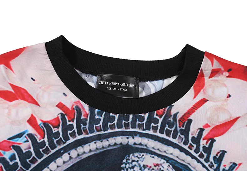 
wholesale Seasonal new dress Loose print spliced mid-length short sleeved T shirt dress 