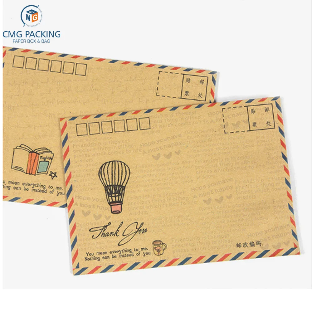 custom Vintage Envelope Postcard Letter Stationery Paper AirMail Vintage Office Supplies Kraft Envelope