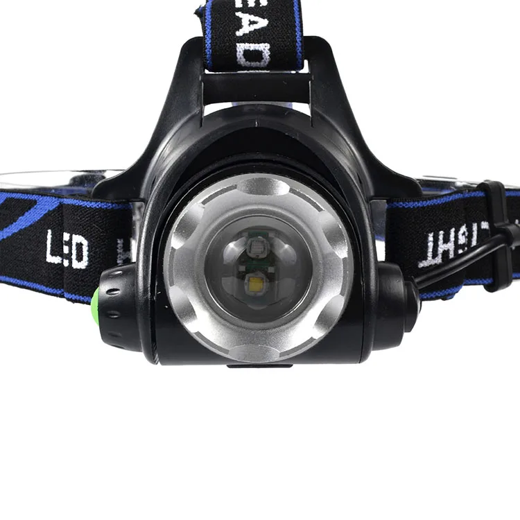 Jialitte H015 Super Bright 3W Rechargeable 2 Lights Camping Headlights XPE Q5 White + Blue 4 Mode ZoomableLED Headlamp