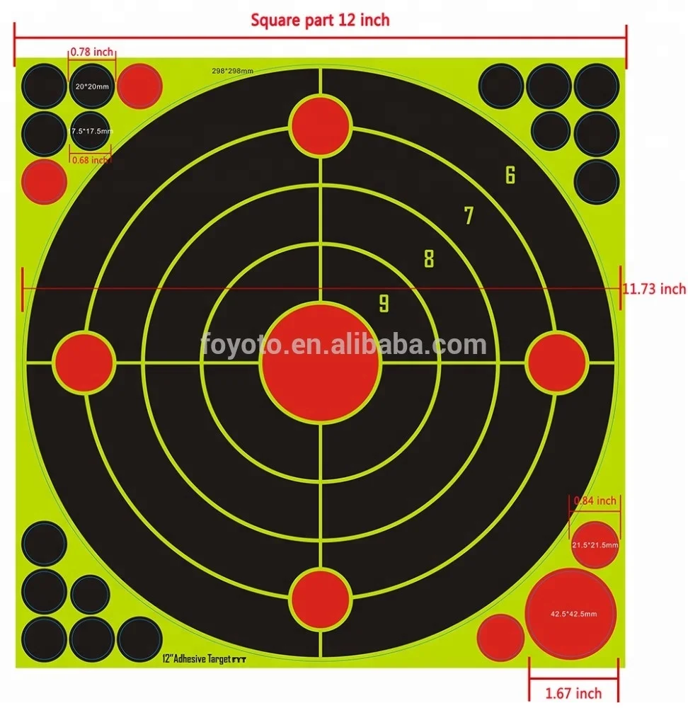 12inch Adhesive stick Splatter Target Reactive target Paper Shooting Target