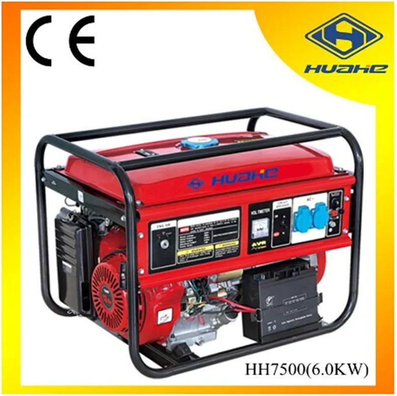 6kw бензиновый генератор электрический старт, 4-тактный, верхнее расположение клапанов в головке цилиндров портативный бензиновый генератор hh7500