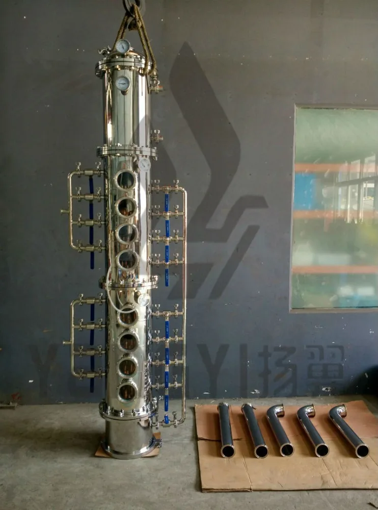 12' stainless steel industrial machinery equipment distillation column with copper bubble plate reflux column moonshine stills