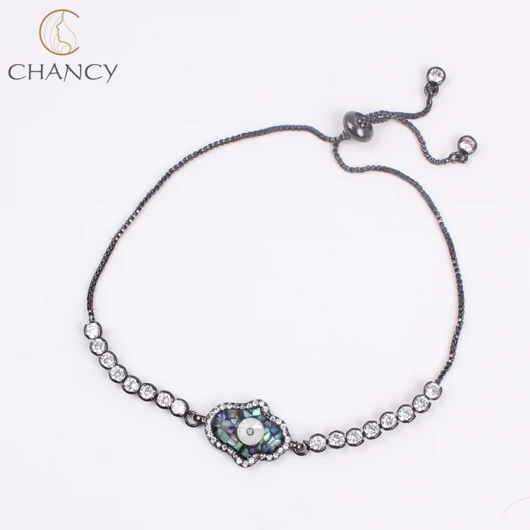 High quality fashion turkish jewelry abalone shell  eye of the demon hamsa bracelet