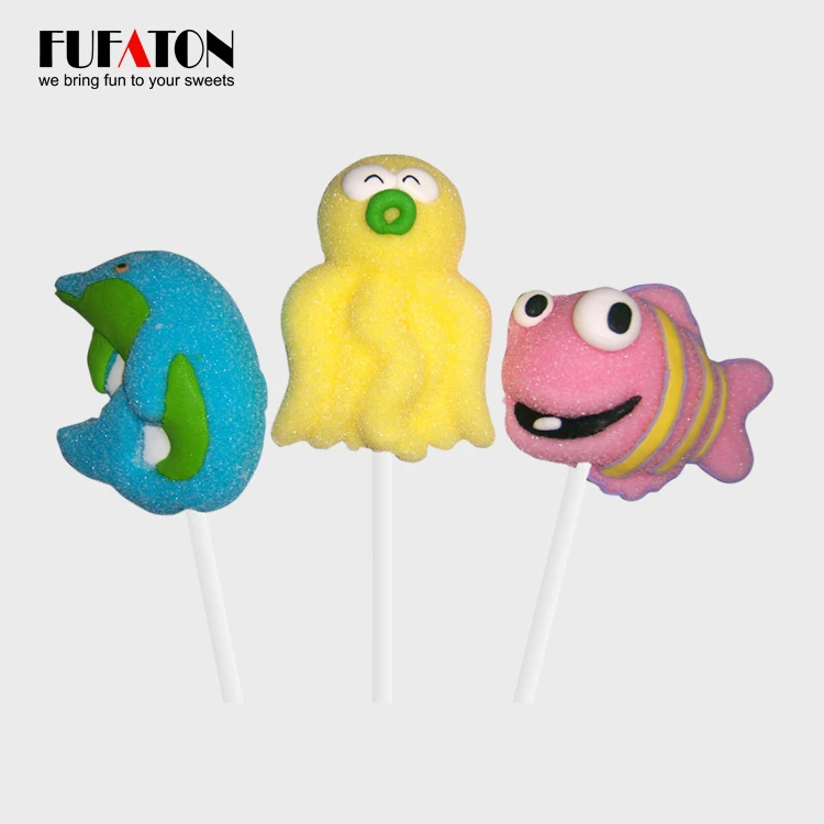 Fruity animated panda penguin frog marshmallow lollipops