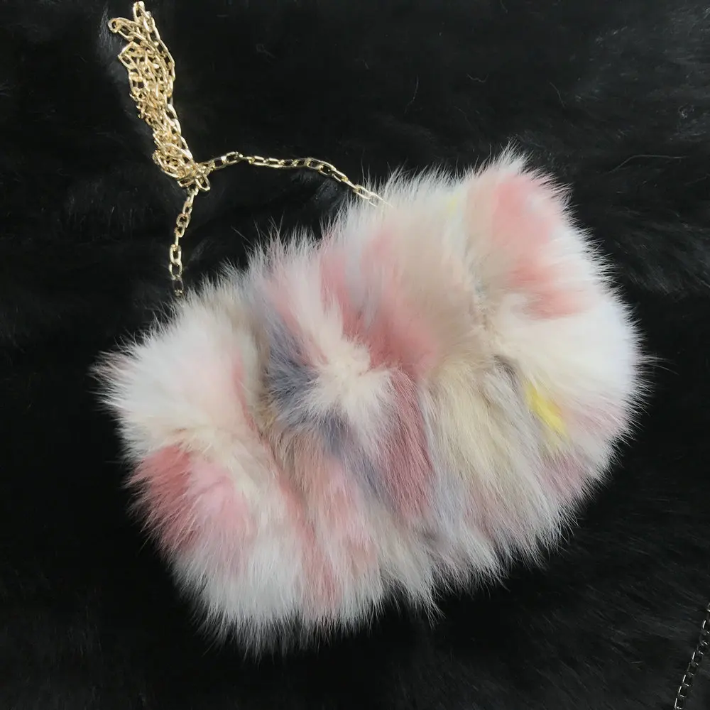 fashion colorful fox fur Hand Warmer muffs/fox fur bags for women