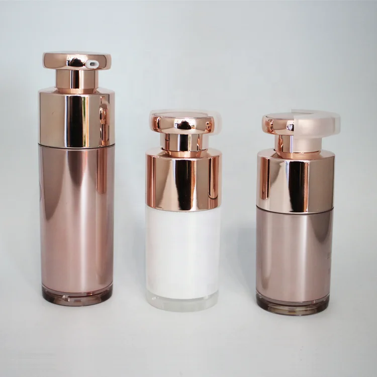 Superior quality 15ml 30ml 50ml cosmetic pump bottle rose gold  luxury airless bottle